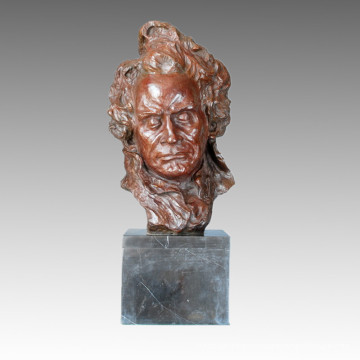 Бюст Art Figure Бронзовая скульптура Музыкант Бетховенская латунная статуя TPE-334